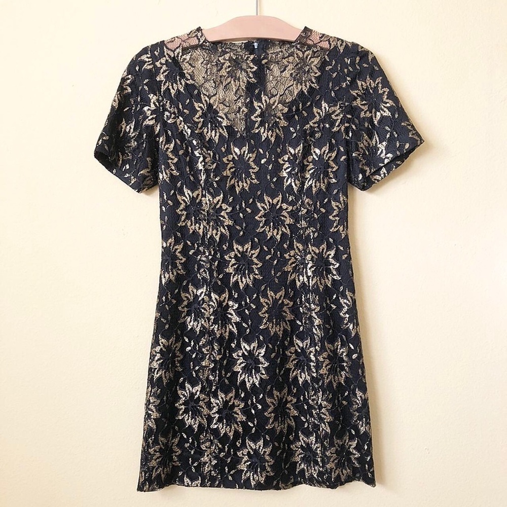 Vintage Black and Gold Lace Cocktail Dress